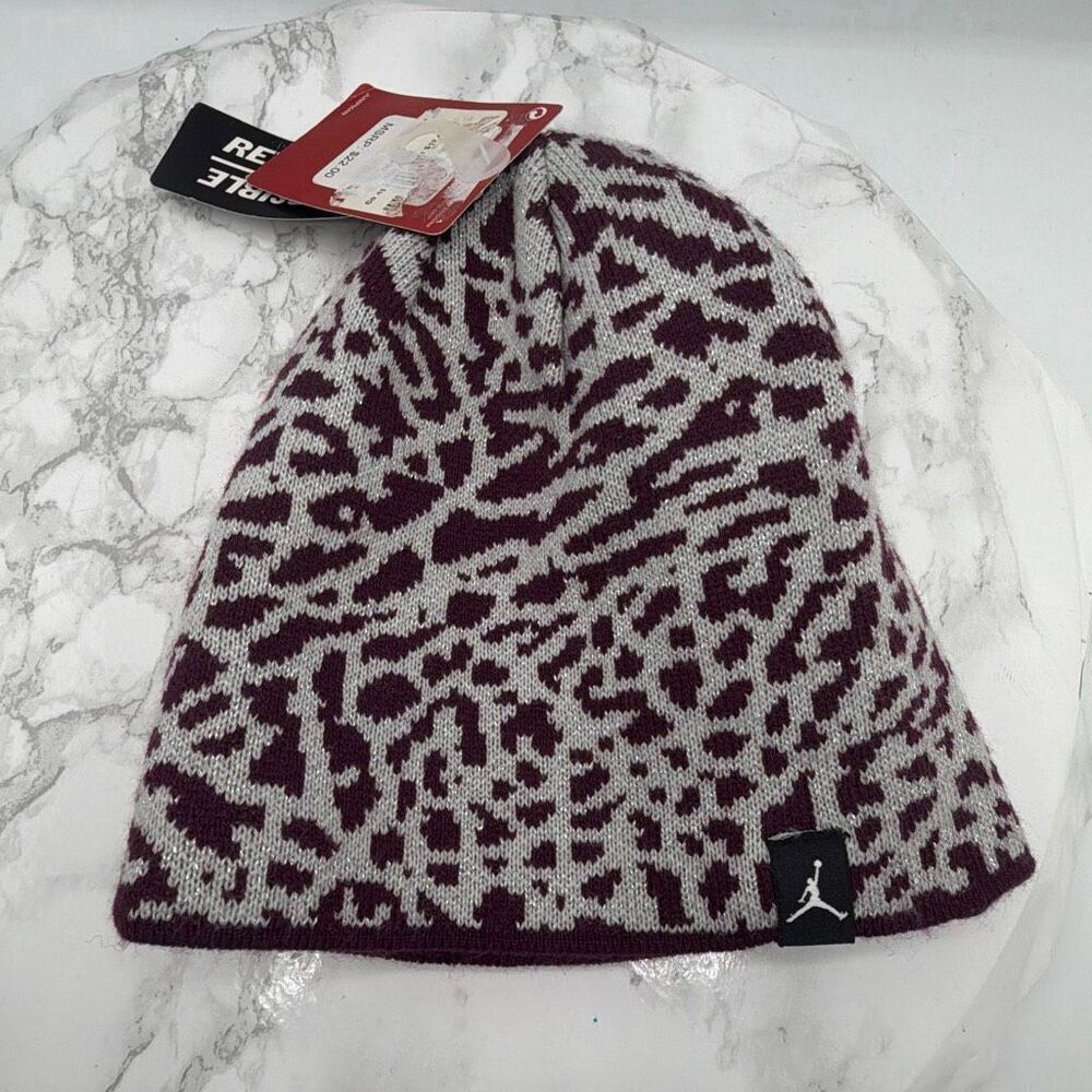 JORDAN JUMPAN Youth Mulberry Elephant Print Reversible Beanie-NWT!